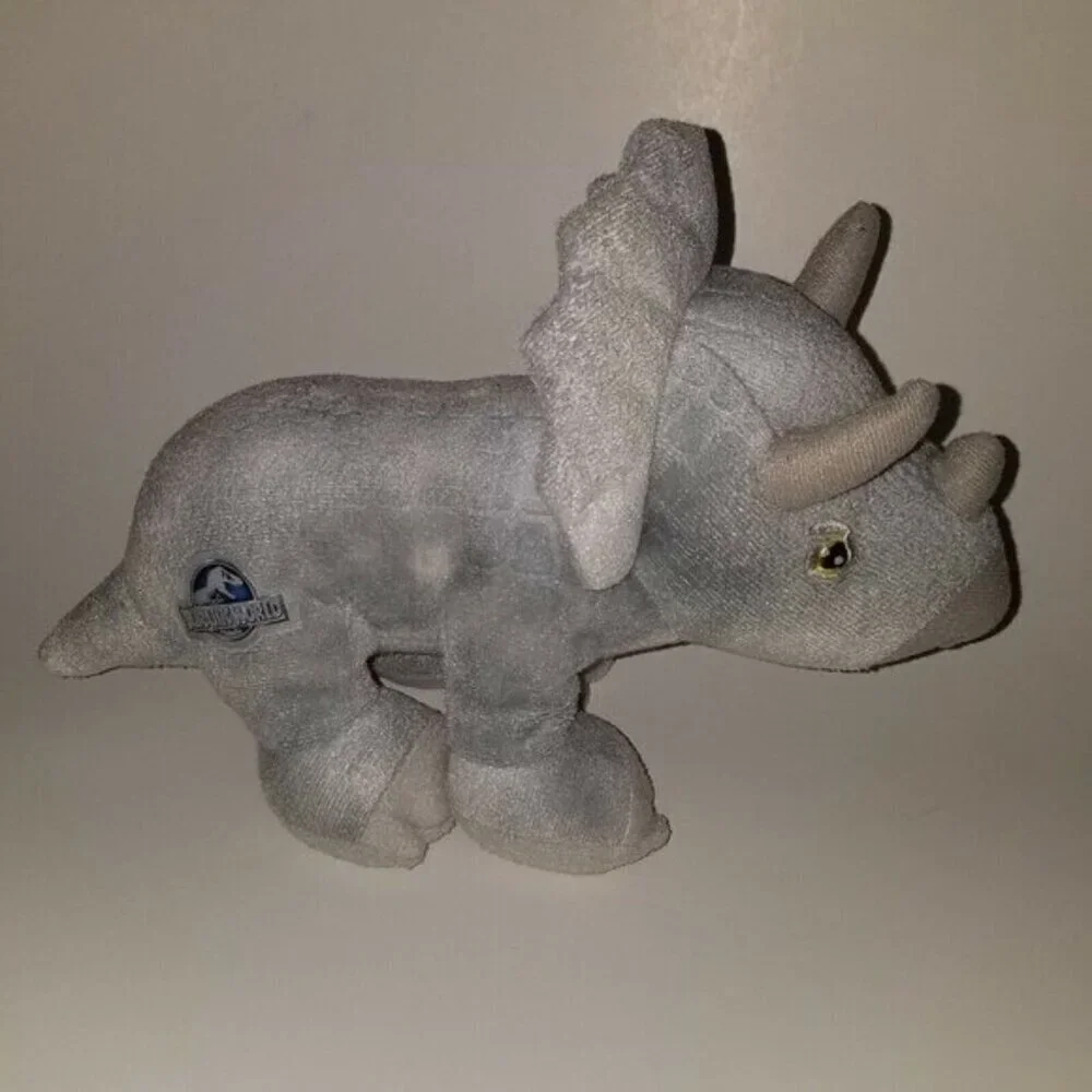 3 Jurassic World Gray Dinosaurs Plush Lot Triceratops T-Rex Blue Stuffed Toys